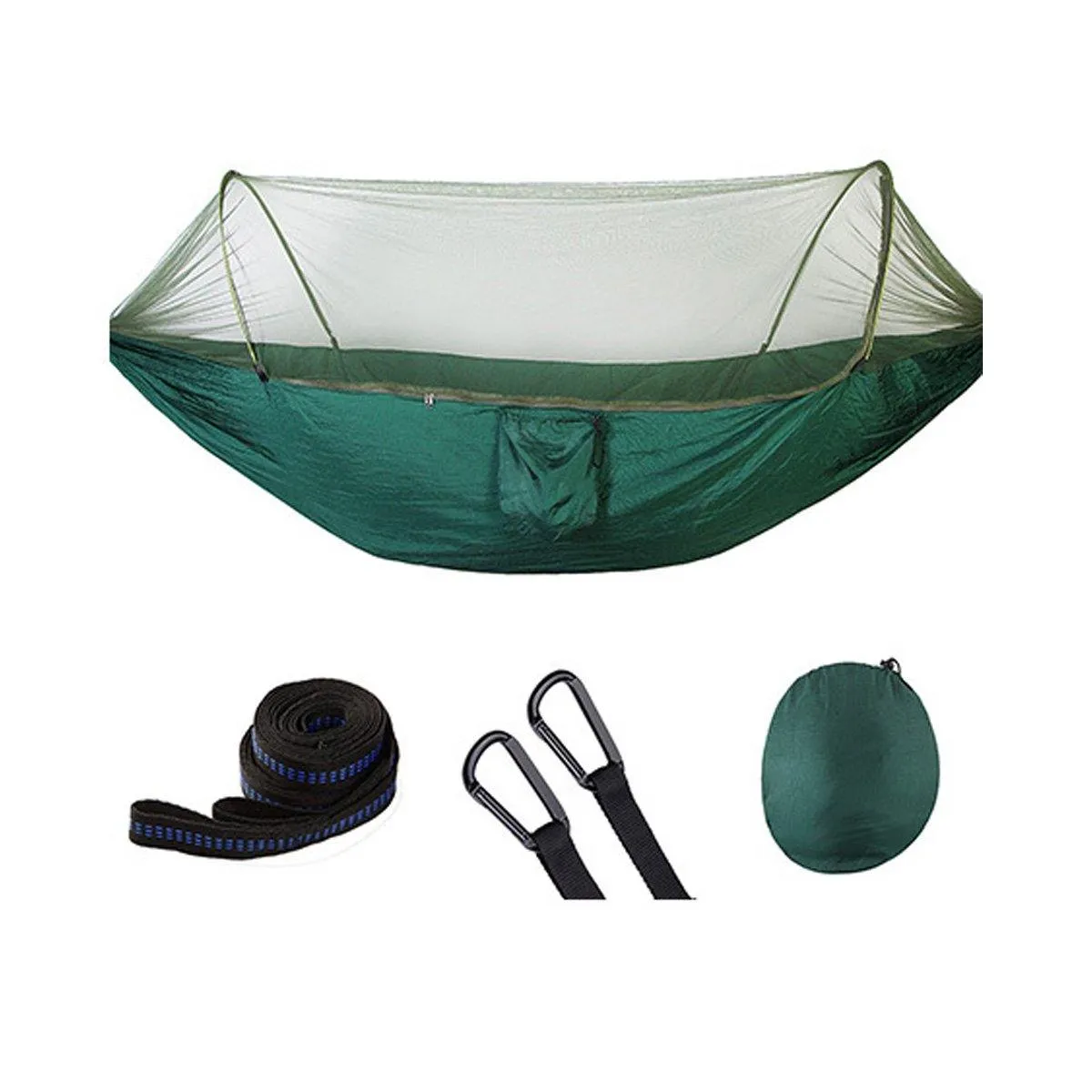 Anti-mosquito Parachute Nylon Hammock Outdoor Travel Camping Turn Over Tents (Dark Green)