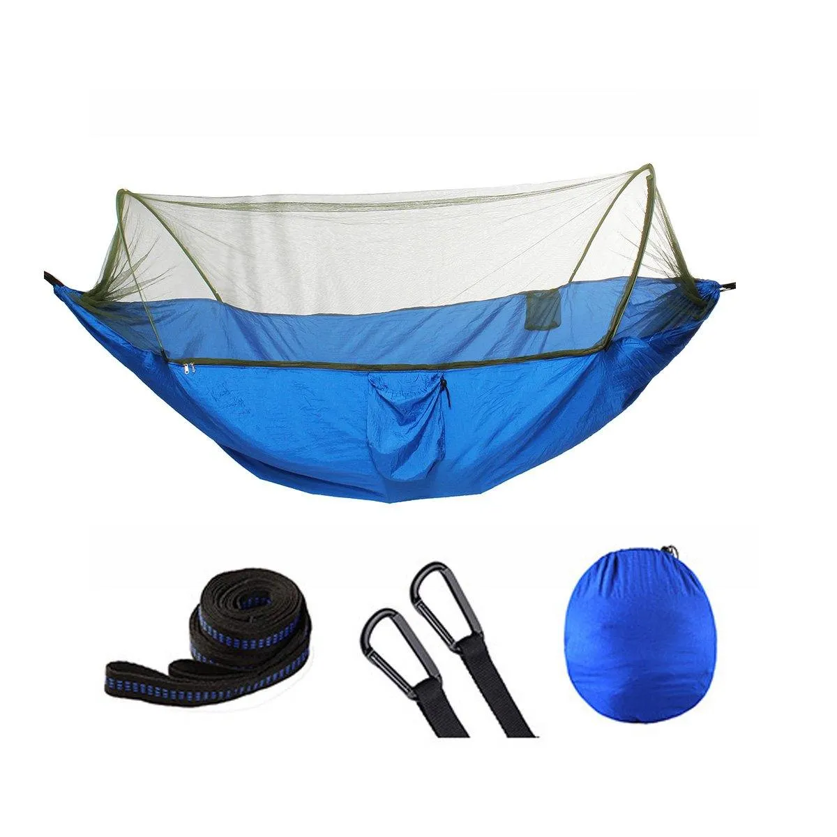 Anti-mosquito Parachute Nylon Hammock Outdoor Travel Camping Turn Over Tents (Dark Green)