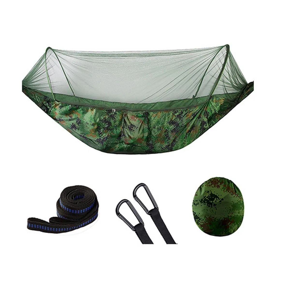 Anti-mosquito Parachute Nylon Hammock Outdoor Travel Camping Turn Over Tents (Dark Green)