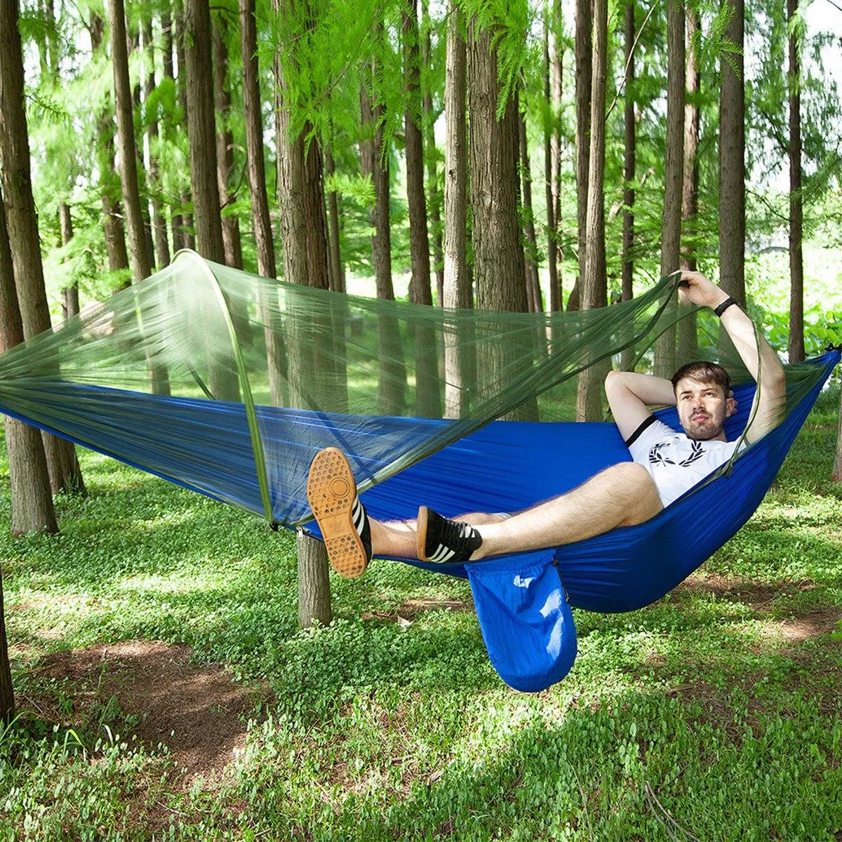 Anti-mosquito Parachute Nylon Hammock Outdoor Travel Camping Turn Over Tents (Dark Green)