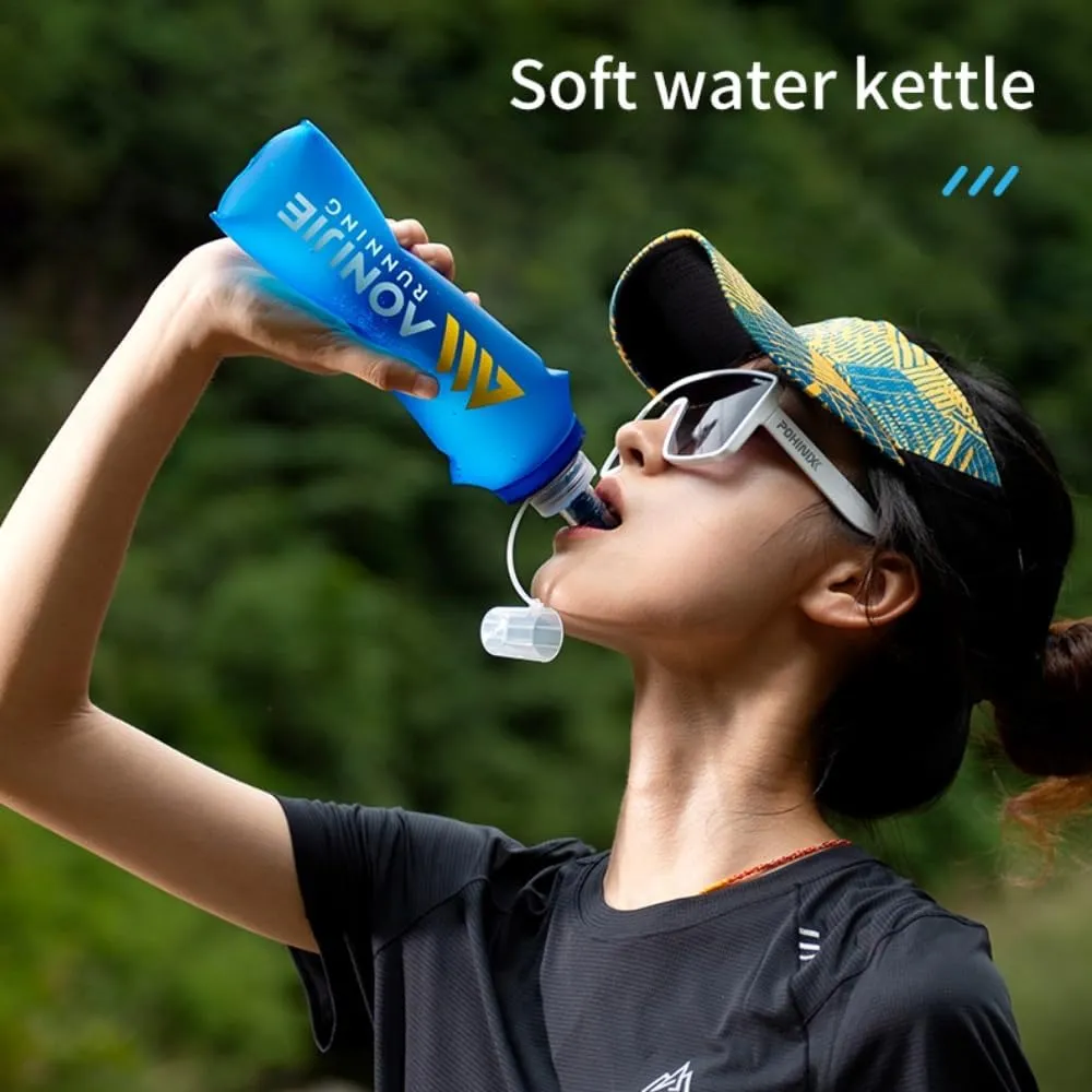 AONIJIE 2Pcs Collapsible Water Bottles, BPA-Free Soft Flask for Hydration Pack Foldable Easy to Carry (2 * 250ml bottle)