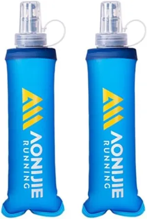 AONIJIE 2Pcs Collapsible Water Bottles, BPA-Free Soft Flask for Hydration Pack Foldable Easy to Carry (2 * 250ml bottle)