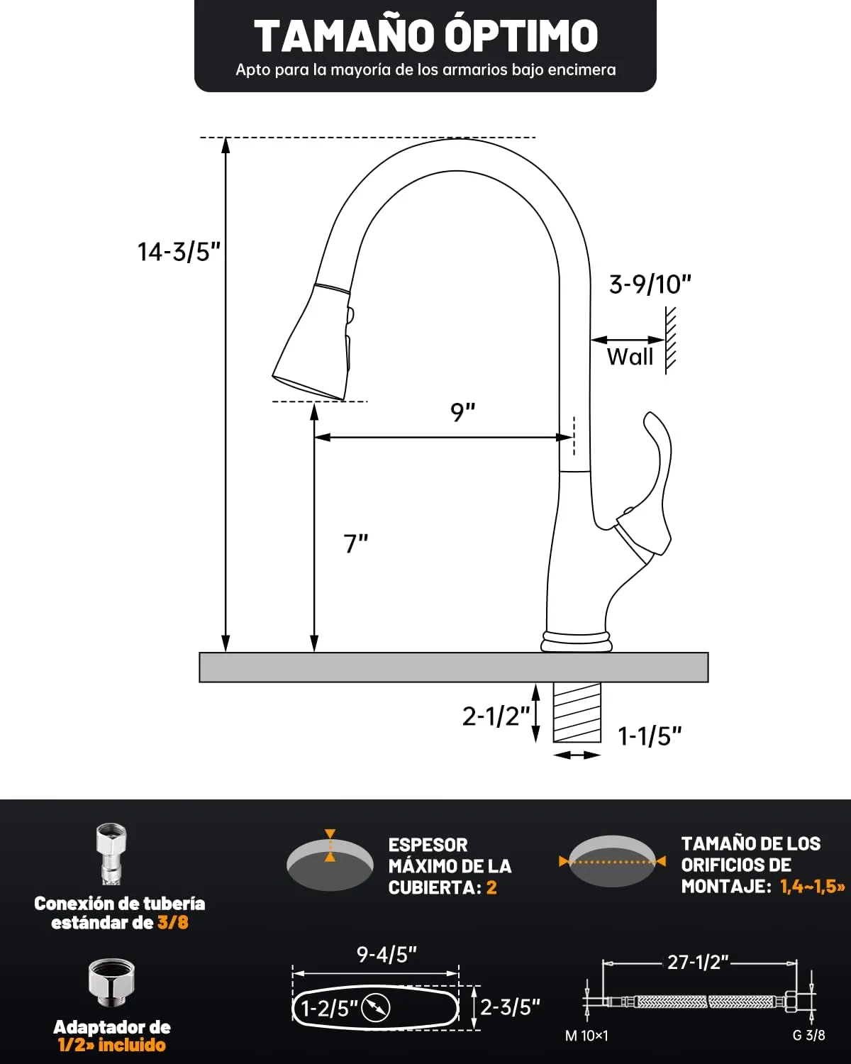 APPASO Pull Down Kitchen Faucet with Sprayer Stainless Steel Brushed Nickel - Single Handle Commercial High Arc Pull Out Spray Head Kitchen Sink Faucets with Deck Plate, Llave para Fregadero de Cocina