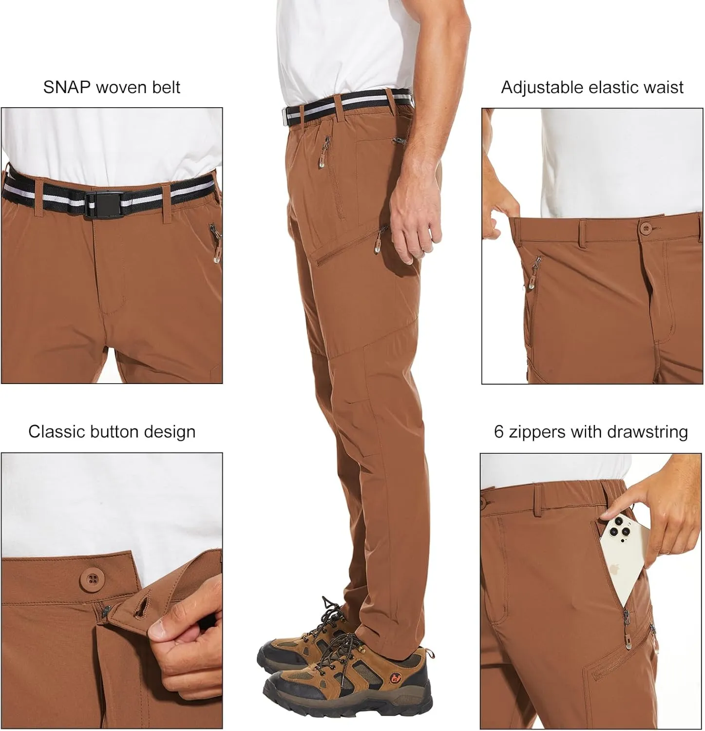 Arunlluta Hiking Pants for Men, Hiking Travel Pants Water-Resistant Mens Work Pants Stretch Quick Dry Lightweight