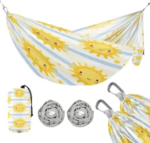ATTX Cute Sunshine Camping Hammock - Lightweight & Portable Hammocks, Heavy Duty 330lbs Capacity for Indoor, Hiking, Backpacking, Travel, Backyard, Beach#132