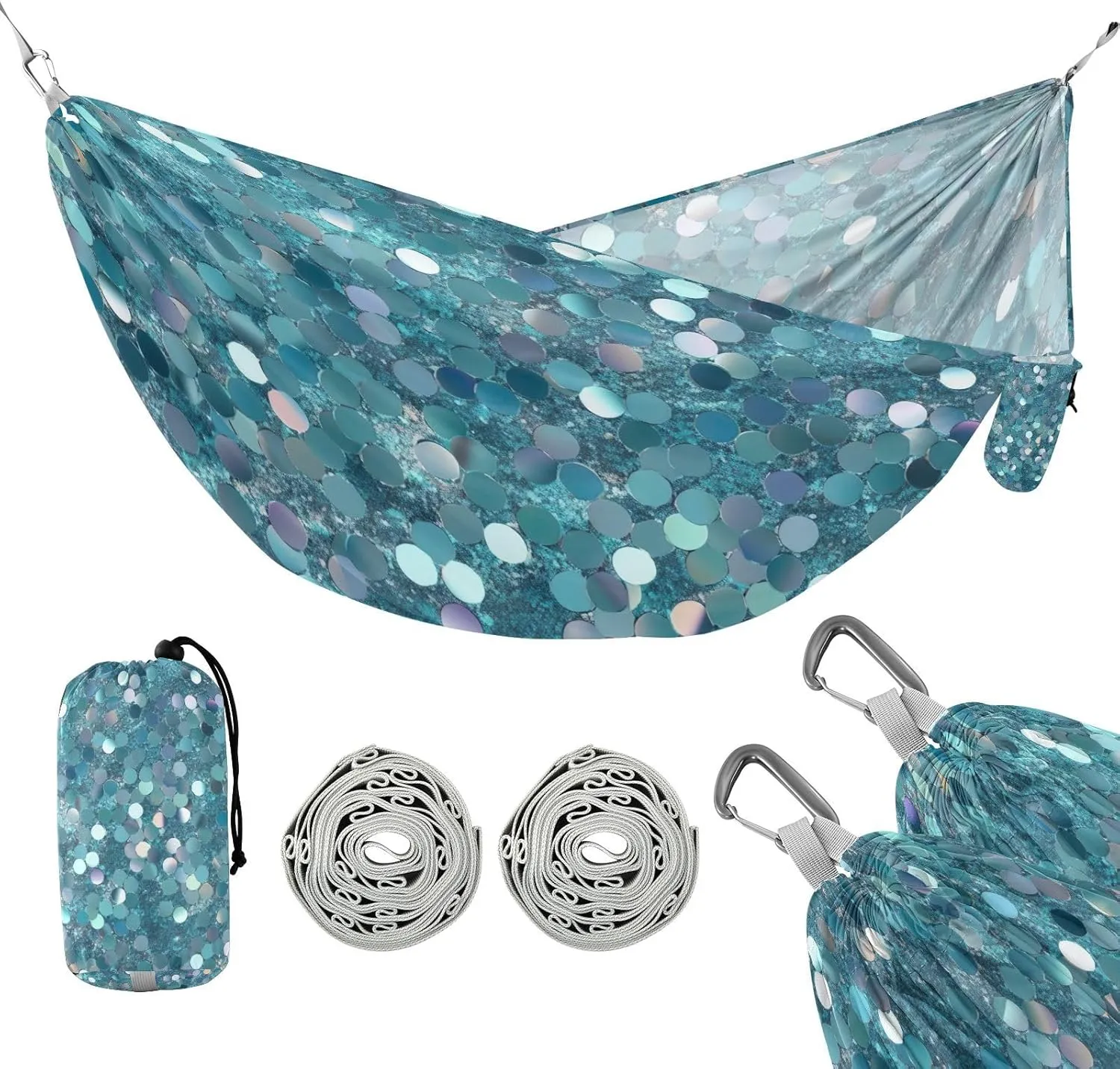 ATTX Glitter Pattern Camping Hammock - Lightweight & Portable Hammocks, Heavy Duty 330lbs Capacity for Indoor, Hiking, Backpacking, Travel, Backyard, Beach#507