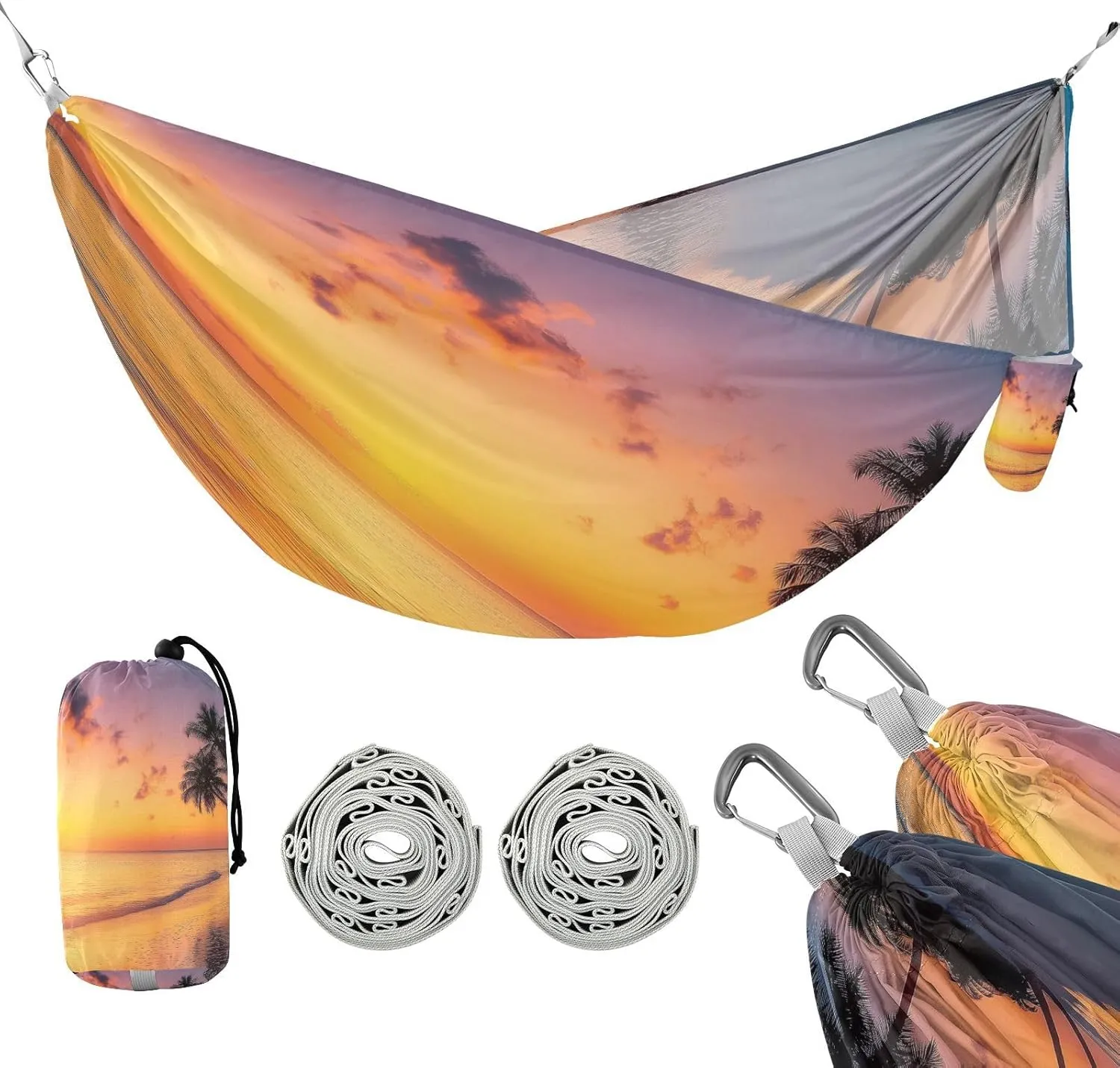 ATTX Tropical Beach Camping Hammock - Lightweight & Portable Hammocks, Heavy Duty 330lbs Capacity for Indoor, Hiking, Backpacking, Travel, Backyard, Beach#54