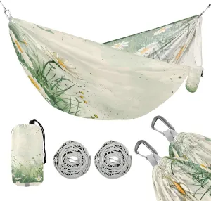 ATTX White Daisy Camping Hammock - Lightweight & Portable Hammocks, Heavy Duty 330lbs Capacity for Indoor, Hiking, Backpacking, Travel, Backyard, Beach#327