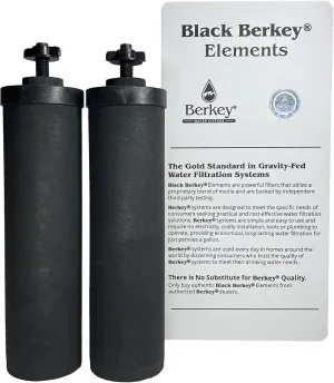 Authentic Black Berkey Elements BB9-2 Filters for Berkey Water Systems (Set of 2)