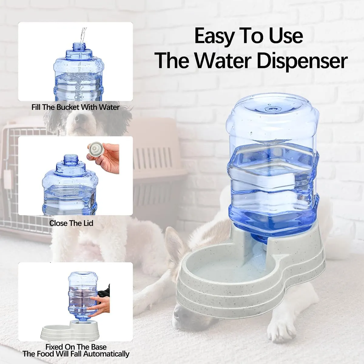 Automatic 6L Large Capacity Dog and Cat Water Dispenser Station,Pet Water Feeder Dispenser,Animal Automatic Gravity Water Drinking Fountain Bottle for Small to Large Dogs and Cats