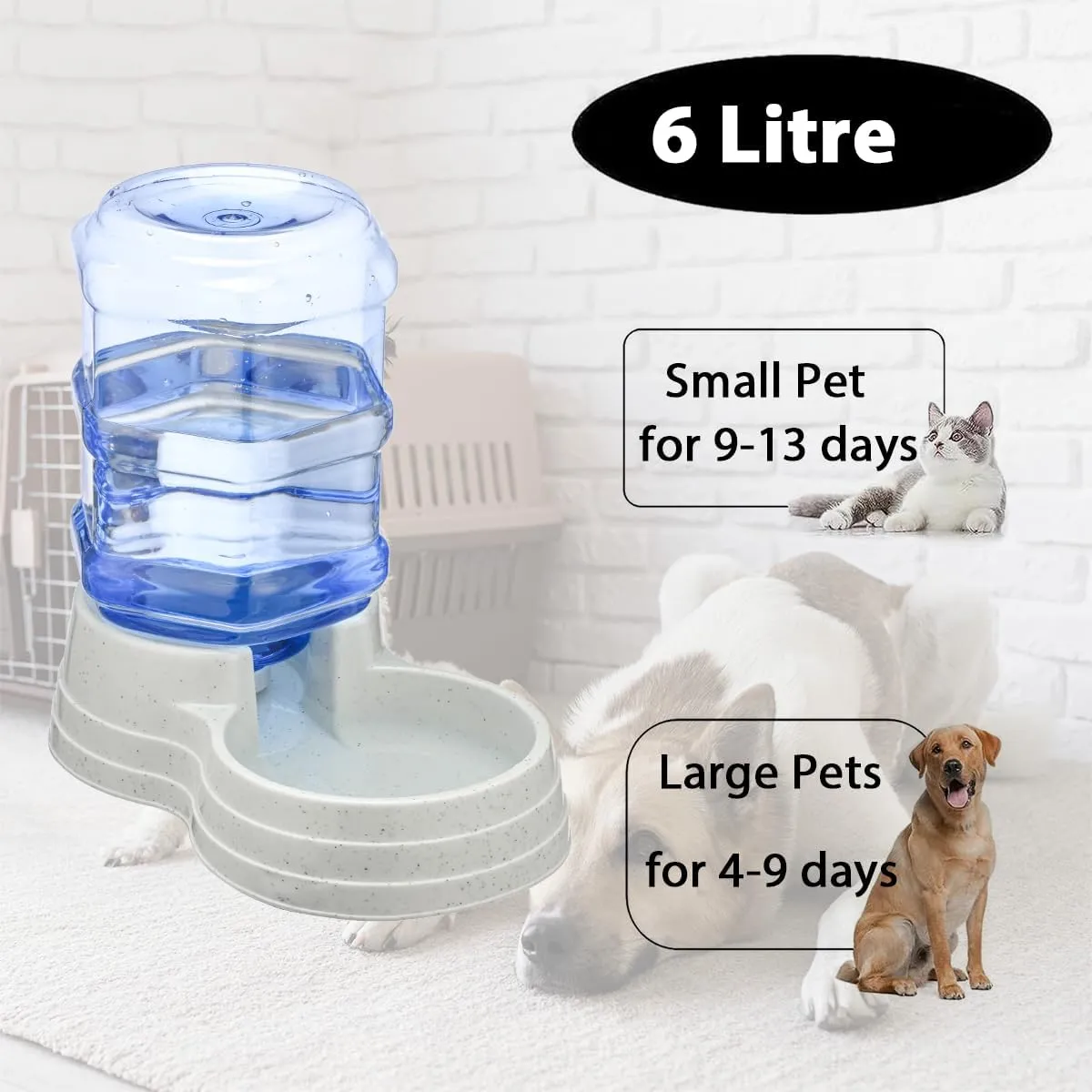 Automatic 6L Large Capacity Dog and Cat Water Dispenser Station,Pet Water Feeder Dispenser,Animal Automatic Gravity Water Drinking Fountain Bottle for Small to Large Dogs and Cats