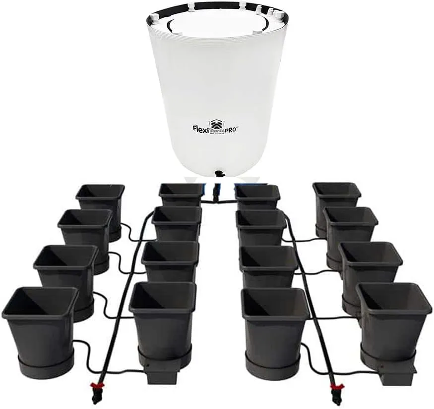AutoPot 16 Pot XL System with 6.6 Gallon Pots and 60 Gallon PRO FlexiTank - Self-Watering Gravity-Fed Hydroponic Indoor System, Black