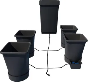 AutoPot 4 Pot XL System with 6.6 Gallon Pots and 12.4 Gallon Tank - Self-Watering Gravity-Fed Hydroponic Indoor System, Black