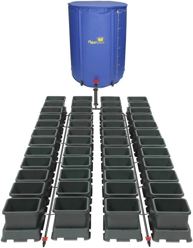 AutoPot Easy2Grow 48 Pot System with 2.2 Gallon Pots and 105 Gallon Flexitank - Self-Watering Gravity-Fed Hydroponic Indoor System, Black