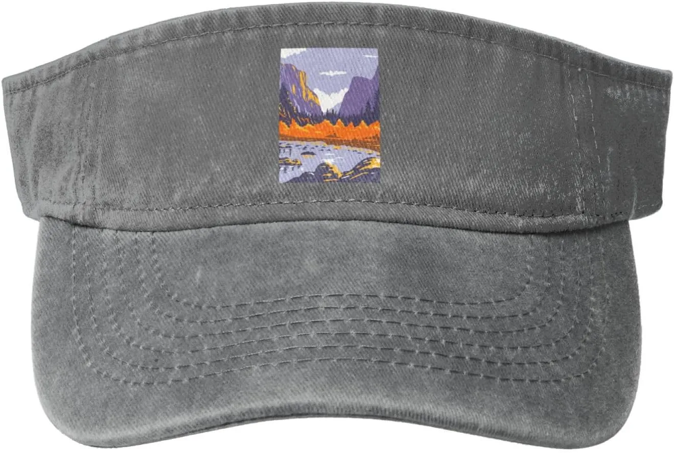 Autumn in Yosemite National Park Sun Visor Hats Cotton Adjustable Sports Empty Top Baseball Cap for Women Men Golf Cap