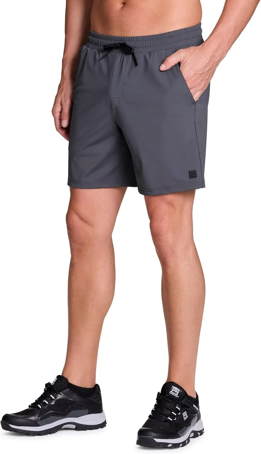 Avalanche Gym Shorts for Men, Breathable Stretch Jersey Quick Drying Workout Hiking Shorts with Pockets