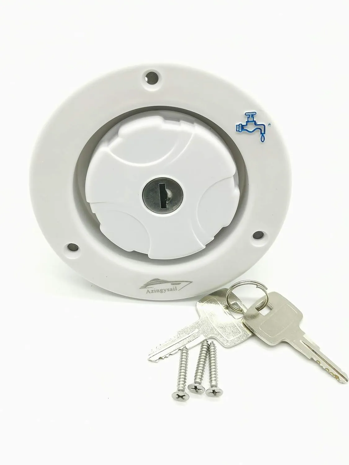 Azingysail Gravity Water Inlet Lockable Cap with 2 Keys for RV Camping Trailer Caravan Boat Water Inlet Filler Cap Universal for Fresh Water Inlets