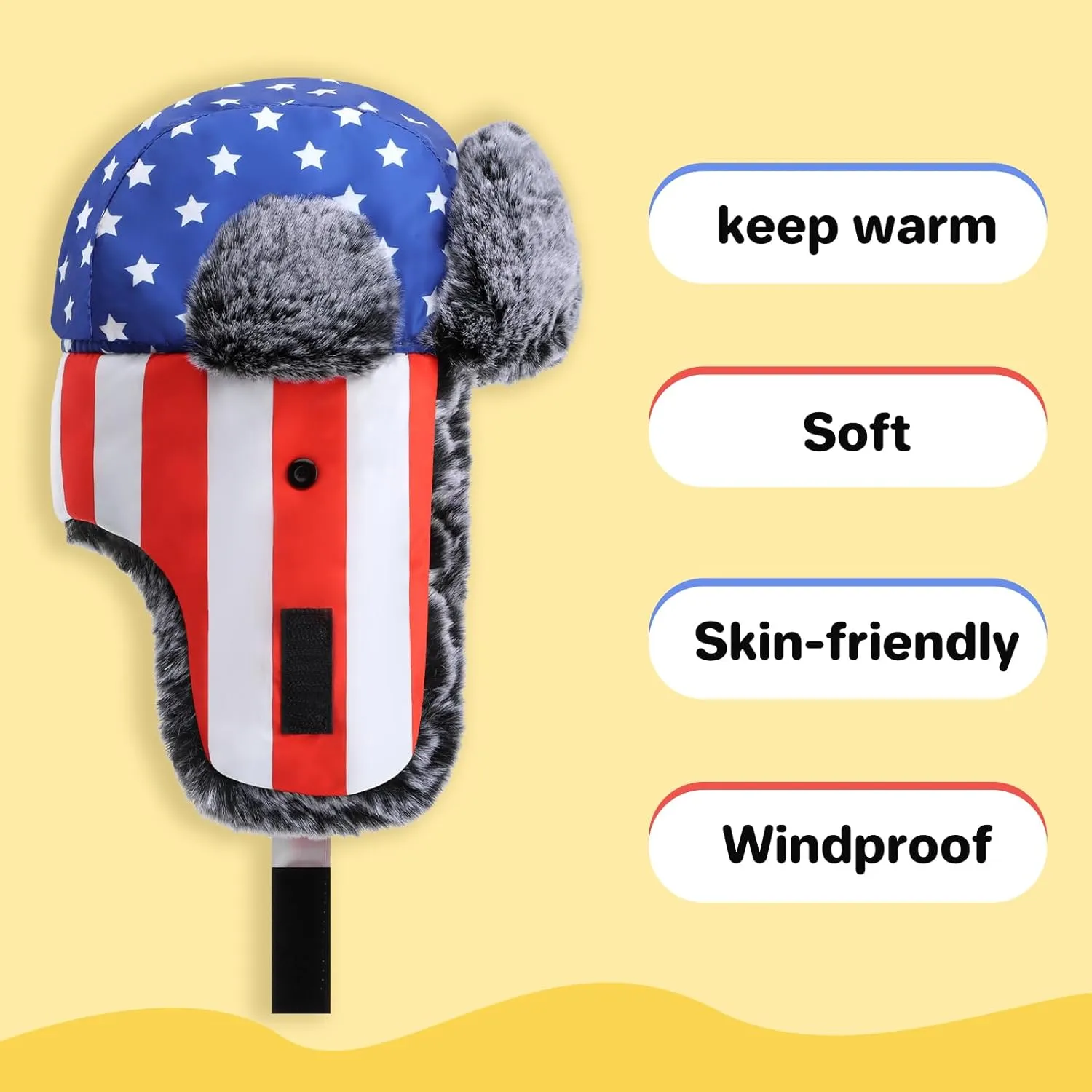 Baby Toddler Trapper Hat Kids Adjustable Ushanka Waterproof Winter Aviator Hat for Boys 1T-8T