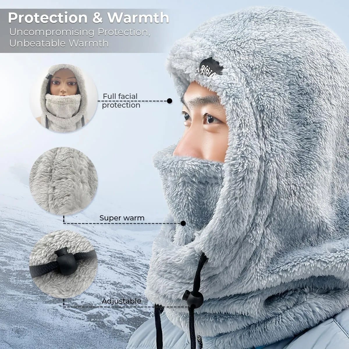 Balaclava Cold Weather Winter Fleece Ski Snowboard Mask Hood Face Mask Scarf Neck Warmer Cover Helmet for Outdoor Activities