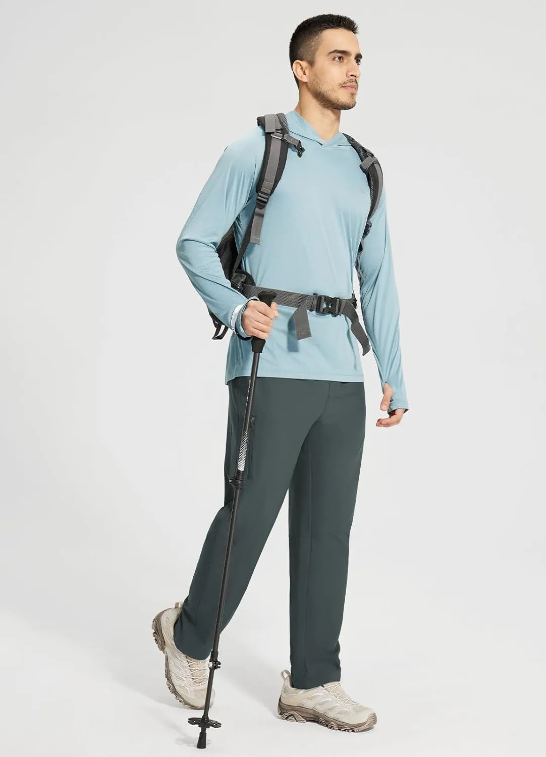 baleaf Men's Hiking Pants Quick Dry Water Resistant Lightweight Elastic Waist Outdoor Cargo Sweatpants with Zip Pockets