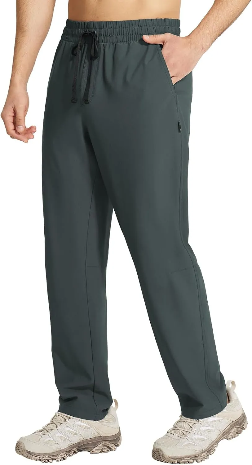 baleaf Men's Hiking Pants Quick Dry Water Resistant Lightweight Elastic Waist Outdoor Cargo Sweatpants with Zip Pockets