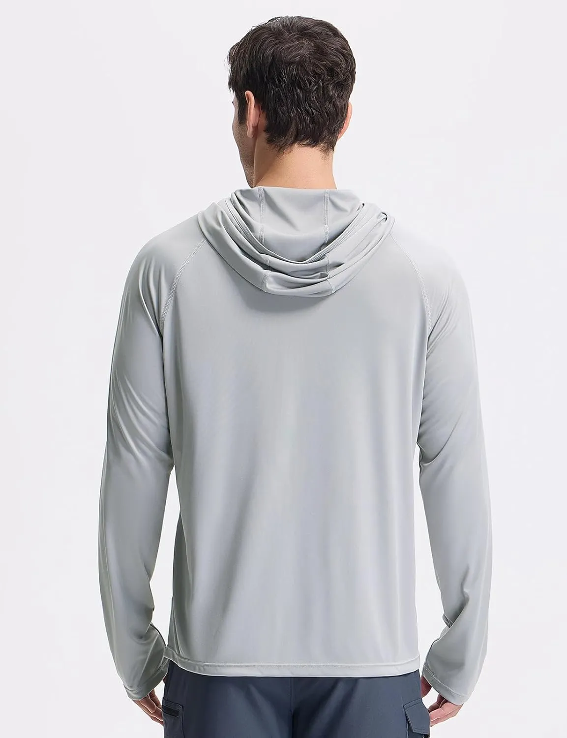 baleaf Men's Rash Guard with Kangaroo Pocket UPF 50  Swim Shirts Long Sleeve Water Sun Protection Hoodie Swimsuit