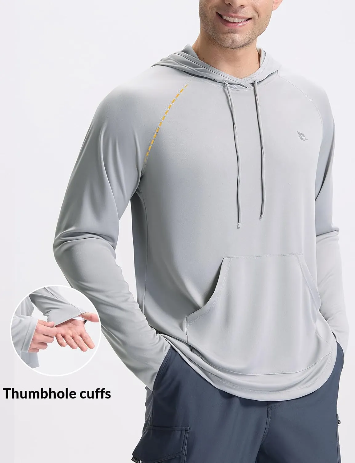 baleaf Men's Rash Guard with Kangaroo Pocket UPF 50  Swim Shirts Long Sleeve Water Sun Protection Hoodie Swimsuit