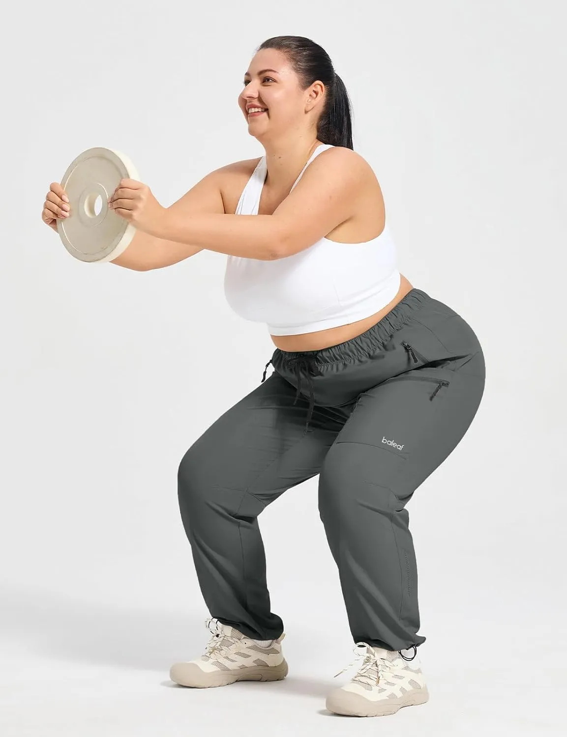 baleaf Plus Size Pants for Women Hiking Cargo Water Resistant UPF 50  Cargo Joggers Zipper Pockets