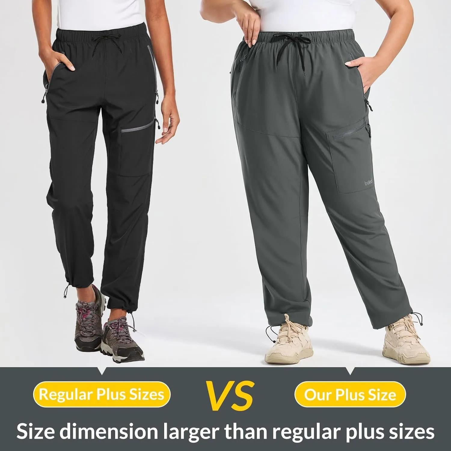 baleaf Plus Size Pants for Women Hiking Cargo Water Resistant UPF 50  Cargo Joggers Zipper Pockets
