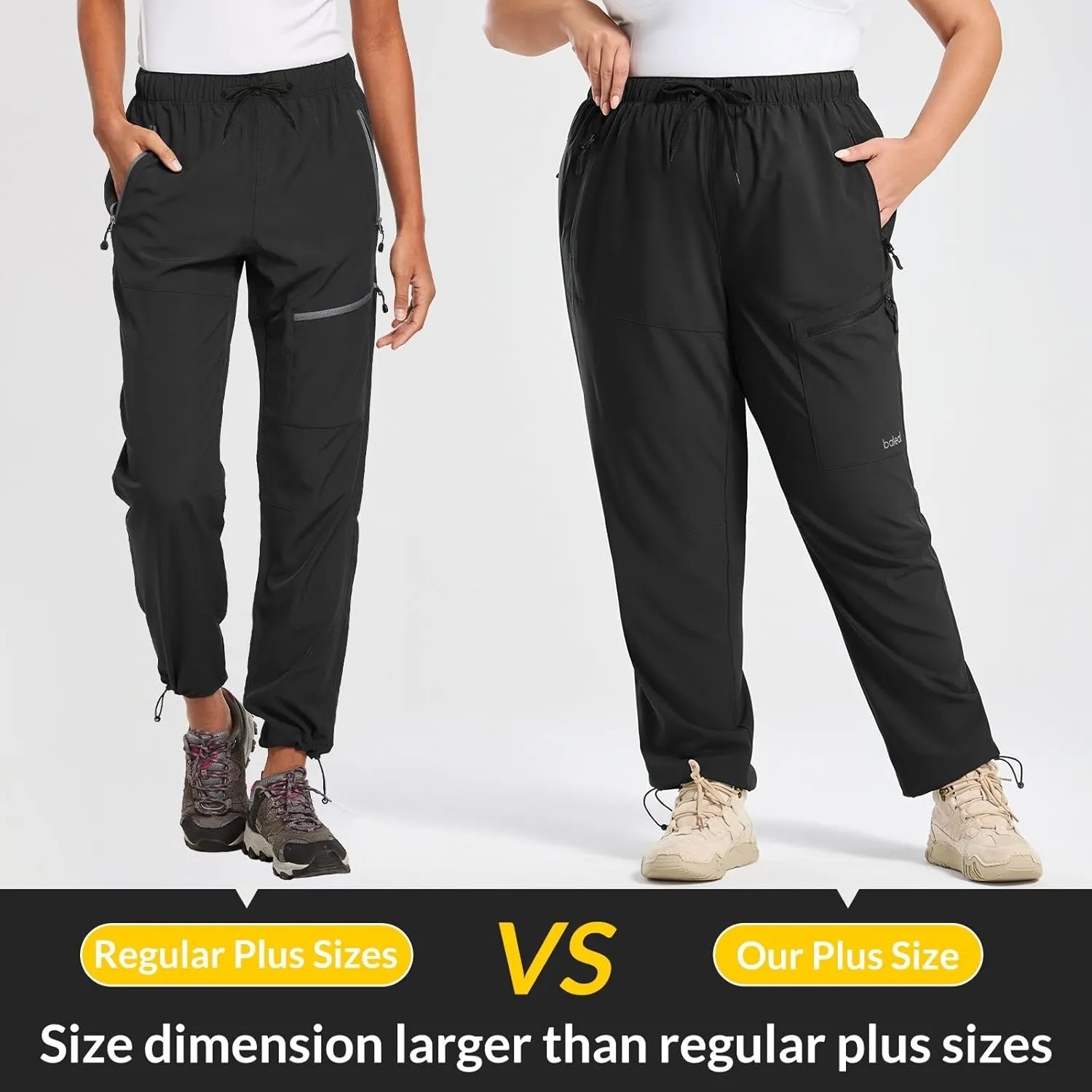 baleaf Plus Size Pants for Women Hiking Cargo Water Resistant UPF 50  Cargo Joggers Zipper Pockets