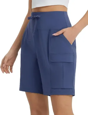 baleaf Women's 7" Hiking Shorts High Waist Water Resistant Quick Dry Lightweight Zip Pockets Workout Athletic Shorts Travel