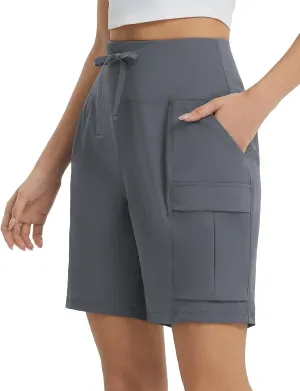 baleaf Women's 7" Hiking Shorts High Waist Water Resistant Quick Dry Lightweight Zip Pockets Workout Athletic Shorts Travel
