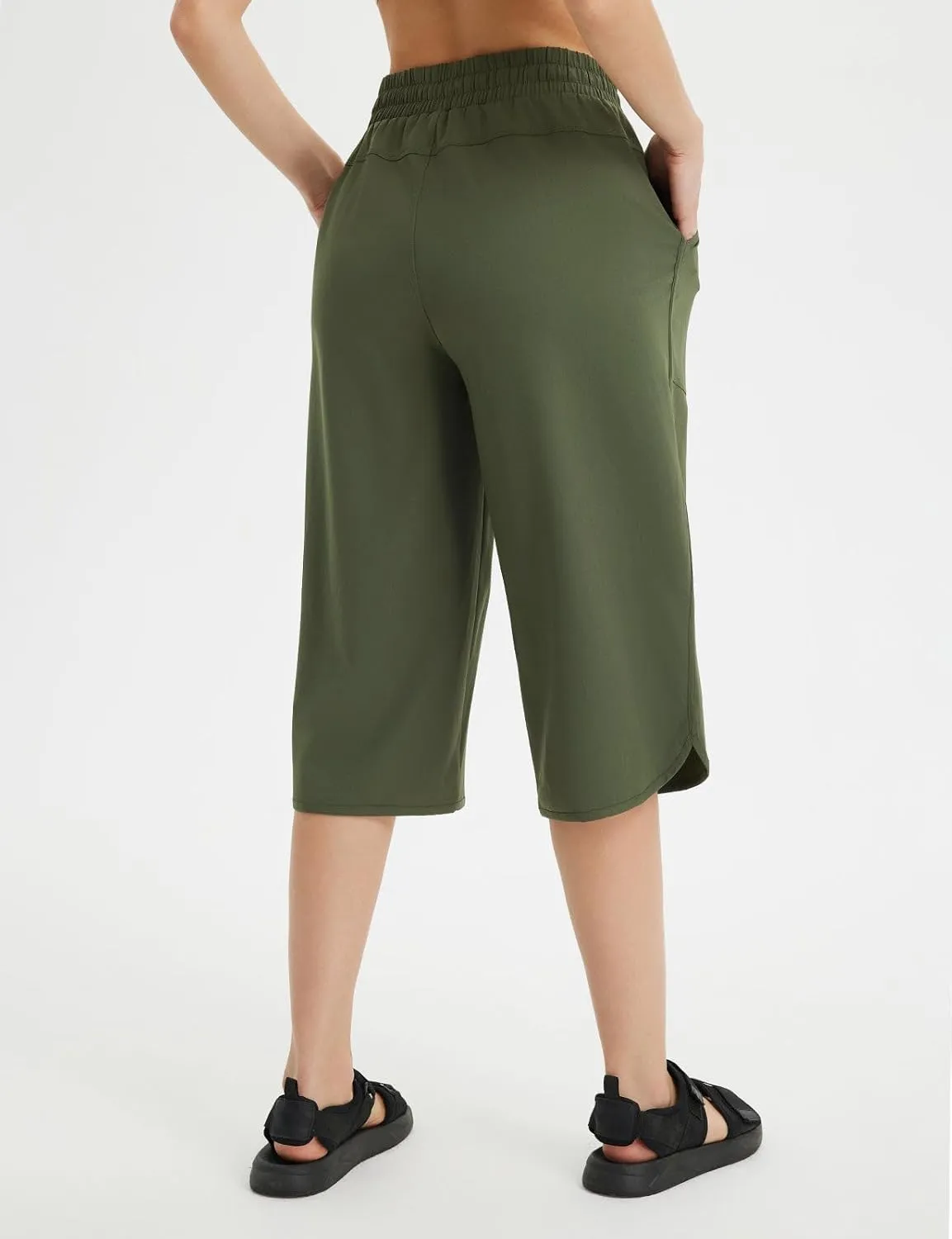 baleaf Women's Capri Pants Wide Leg Plus Size UPF50  Lightweight Quick Dry Pants Casual Loose Sweatpants Hiking Walking