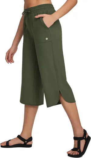 baleaf Women's Capri Pants Wide Leg Plus Size UPF50  Lightweight Quick Dry Pants Casual Loose Sweatpants Hiking Walking