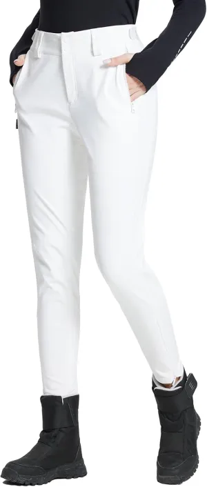 baleaf Women's Fleece Lined Snow Ski Pants Waterproof Windproof Softshell Insulated Slim Thermal Pants Zipper Bottom Leg
