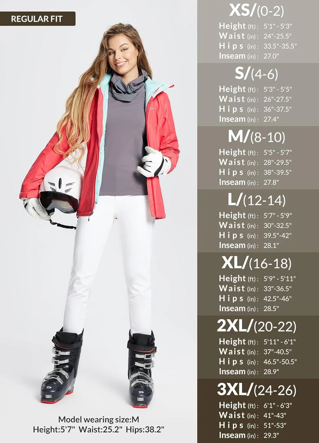 baleaf Women's Fleece Lined Snow Ski Pants Waterproof Windproof Softshell Insulated Slim Thermal Pants Zipper Bottom Leg