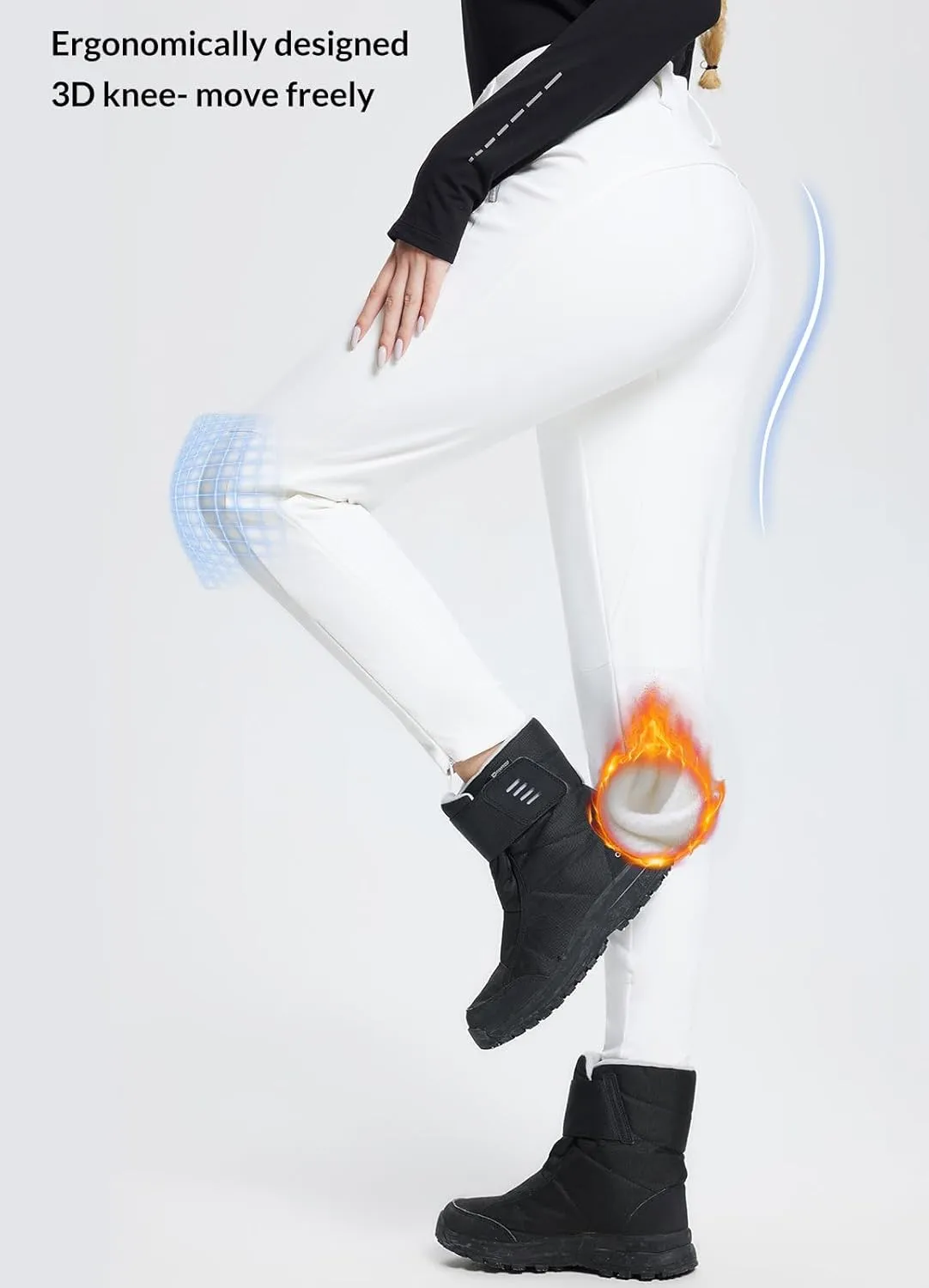 baleaf Women's Fleece Lined Snow Ski Pants Waterproof Windproof Softshell Insulated Slim Thermal Pants Zipper Bottom Leg