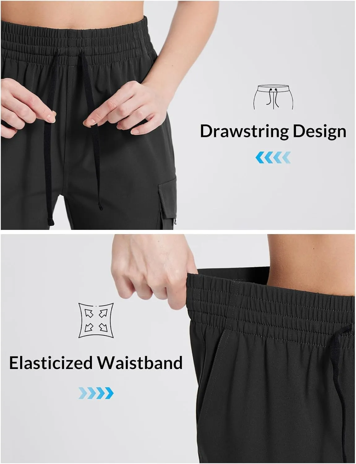 baleaf Women's Hiking Pants Cargo Quick Dry Pants Water Resistant Loose Lightweight Travel Fishing Outdoor UPF50 