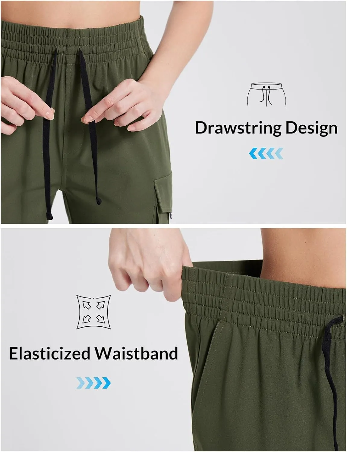 baleaf Women's Hiking Pants Cargo Quick Dry Pants Water Resistant Loose Lightweight Travel Fishing Outdoor UPF50 