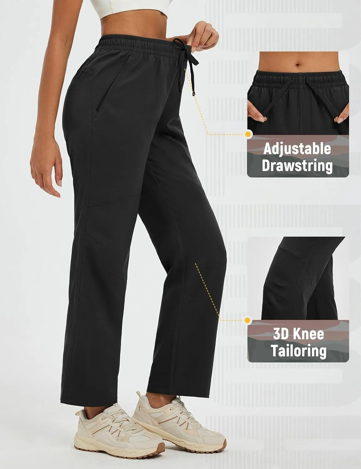 baleaf Women's Hiking Pants Durable Water Resistant Lightweight Quick Dry Zip Pockets UPF50  Travel Clothes
