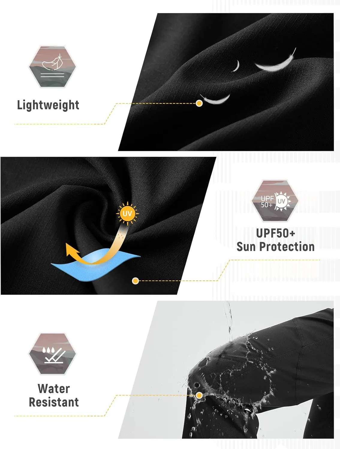 baleaf Women's Hiking Pants Durable Water Resistant Lightweight Quick Dry Zip Pockets UPF50  Travel Clothes