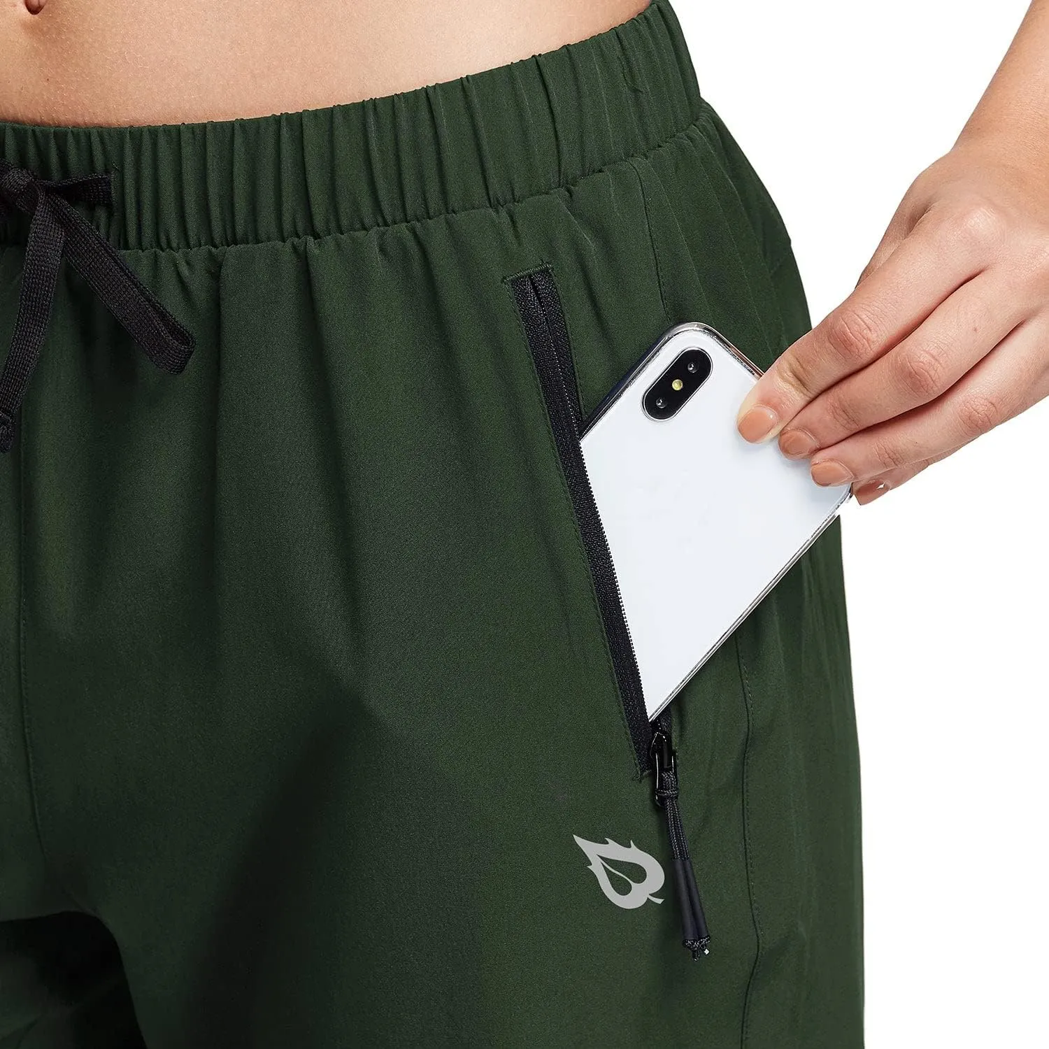baleaf Women's Lightweight Capri Jogger Hiking Shorts Running Capri Pants Quick Dry UPF 50  Zipper Pockets