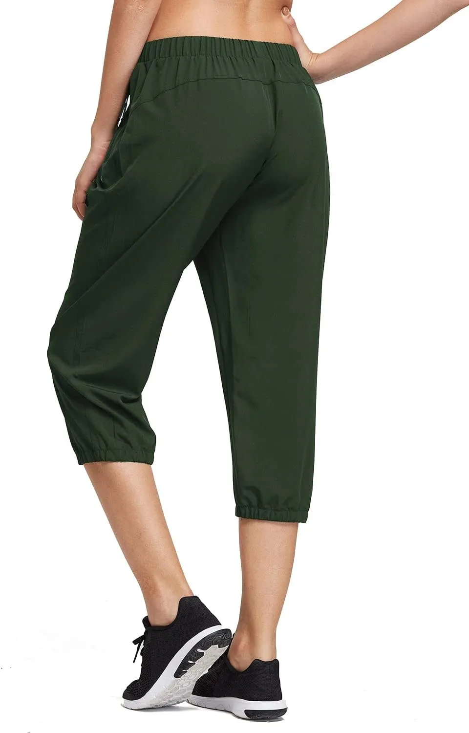 baleaf Women's Lightweight Capri Jogger Hiking Shorts Running Capri Pants Quick Dry UPF 50  Zipper Pockets