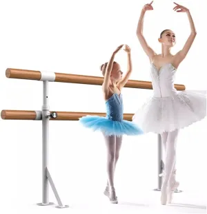 Ballet Barre Double Layer Steel Adjustable Ballet Barre, Floor Standing Fixed Wooden Handle Dance Stick, Can Bear A Weight of 500kg