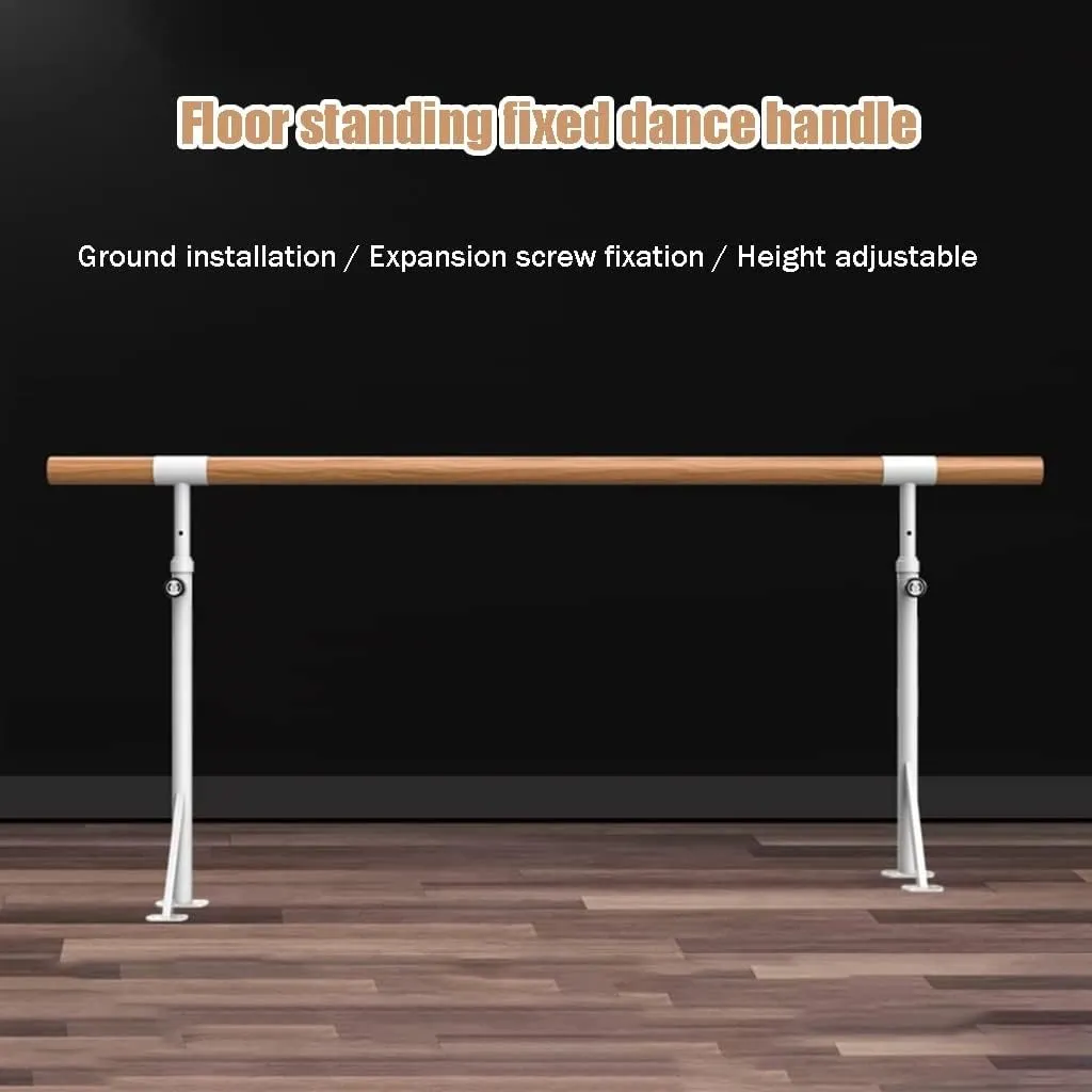 Ballet Barre Double Layer Steel Adjustable Ballet Barre, Floor Standing Fixed Wooden Handle Dance Stick, Can Bear A Weight of 500kg