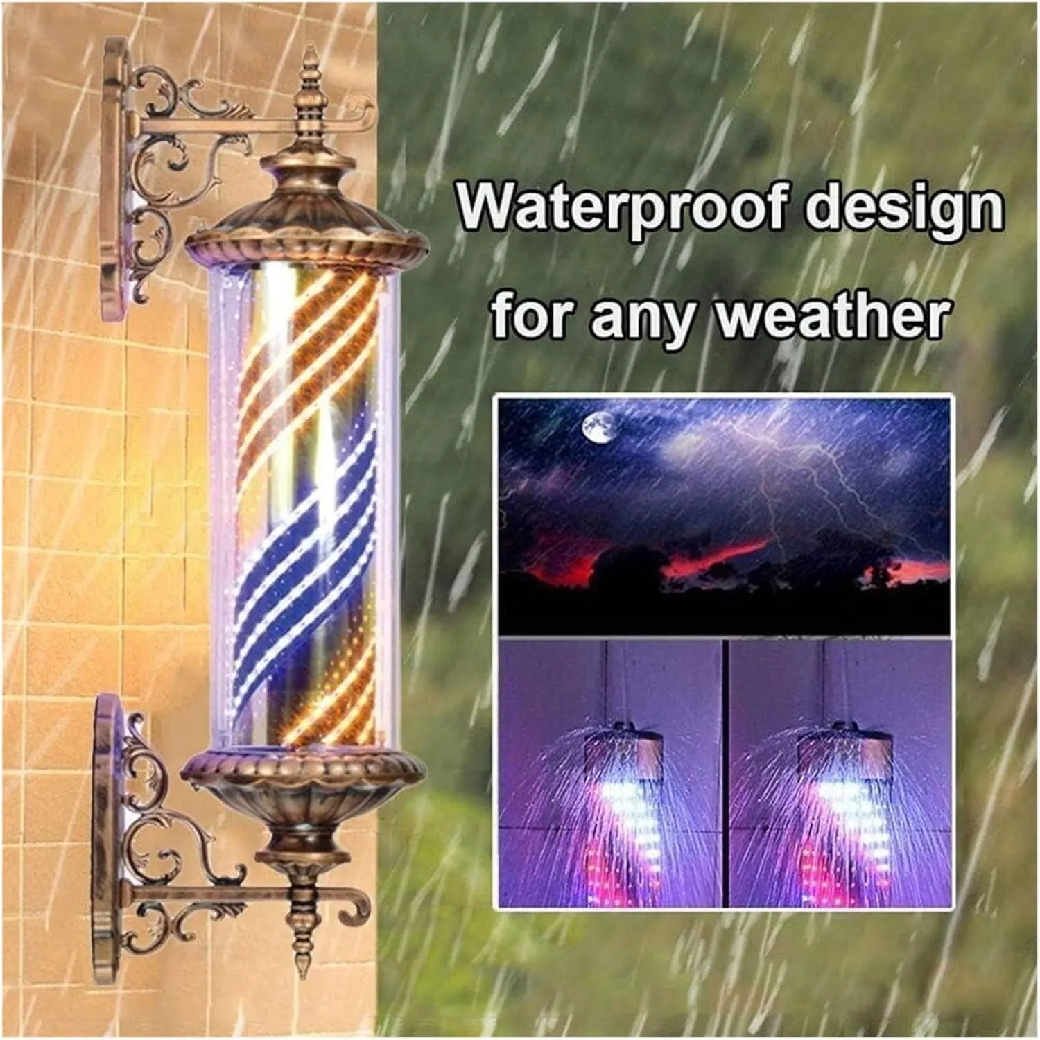 Barber Pole Light, Rotating Hair Salon Open Sign, Hair Salon Open Sign Barber, Pole LED Light, Hairdressing Sign Bright Red White Blue Rotating(Blue)