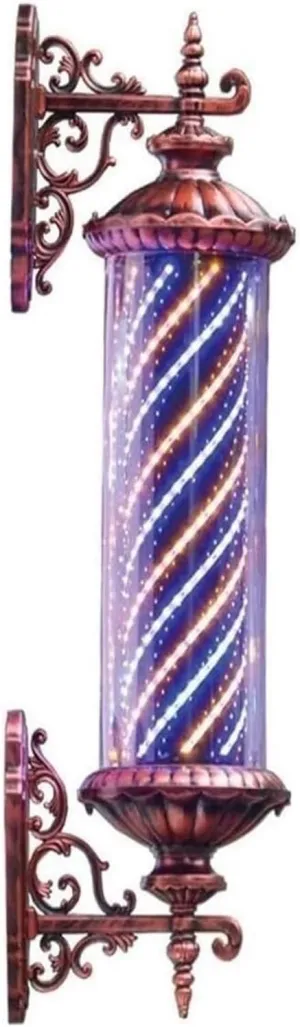 Barber Pole Light, Rotating Hair Salon Open Sign, Hair Salon Open Sign Barber, Pole LED Light, Hairdressing Sign Bright Red White Blue Rotating(Blue)