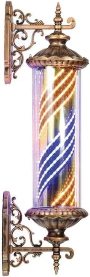 Barber Pole Light, Rotating Hair Salon Open Sign, Hair Salon Open Sign Barber, Pole LED Light, Hairdressing Sign Bright Red White Blue Rotating(Yellow)