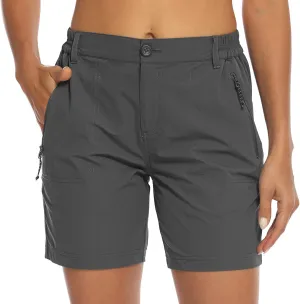 BASUDAM Women's Hiking Shorts Quick Dry Stretch Water Resistant Lightweight Outdoor Zipper Pockets