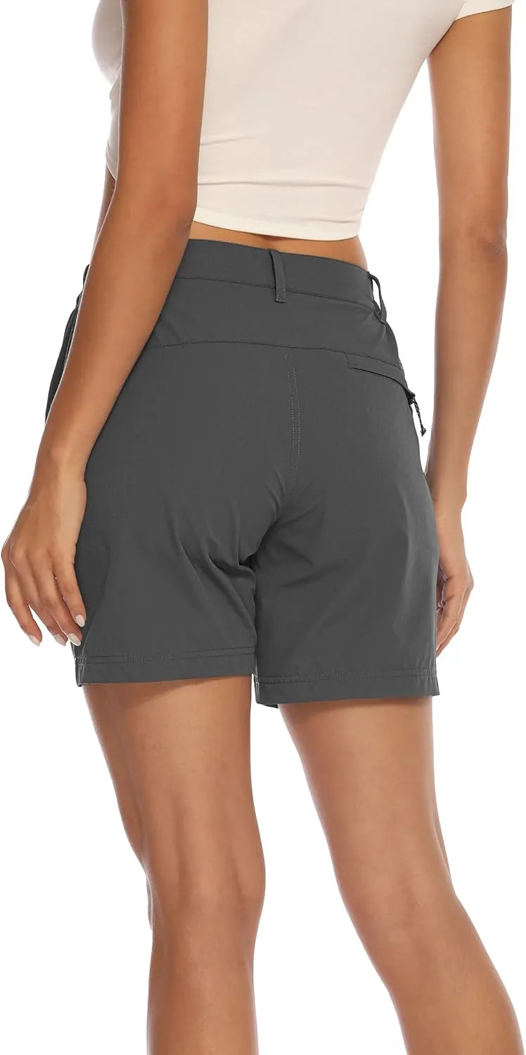 BASUDAM Women's Hiking Shorts Quick Dry Stretch Water Resistant Lightweight Outdoor Zipper Pockets